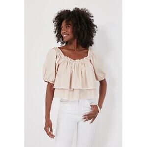 Elegant Cream Blouse with Puff Sleeves